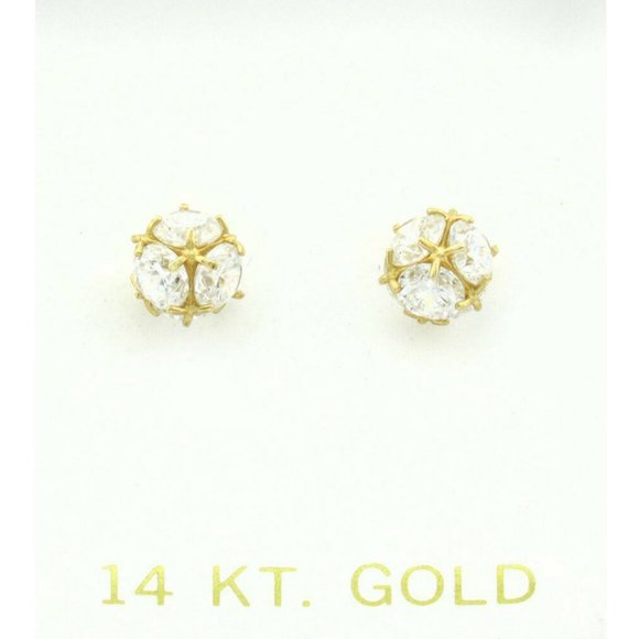 s-l400.jpg Lab Created White Sapphires Ball Stud Earrings 14K Gold